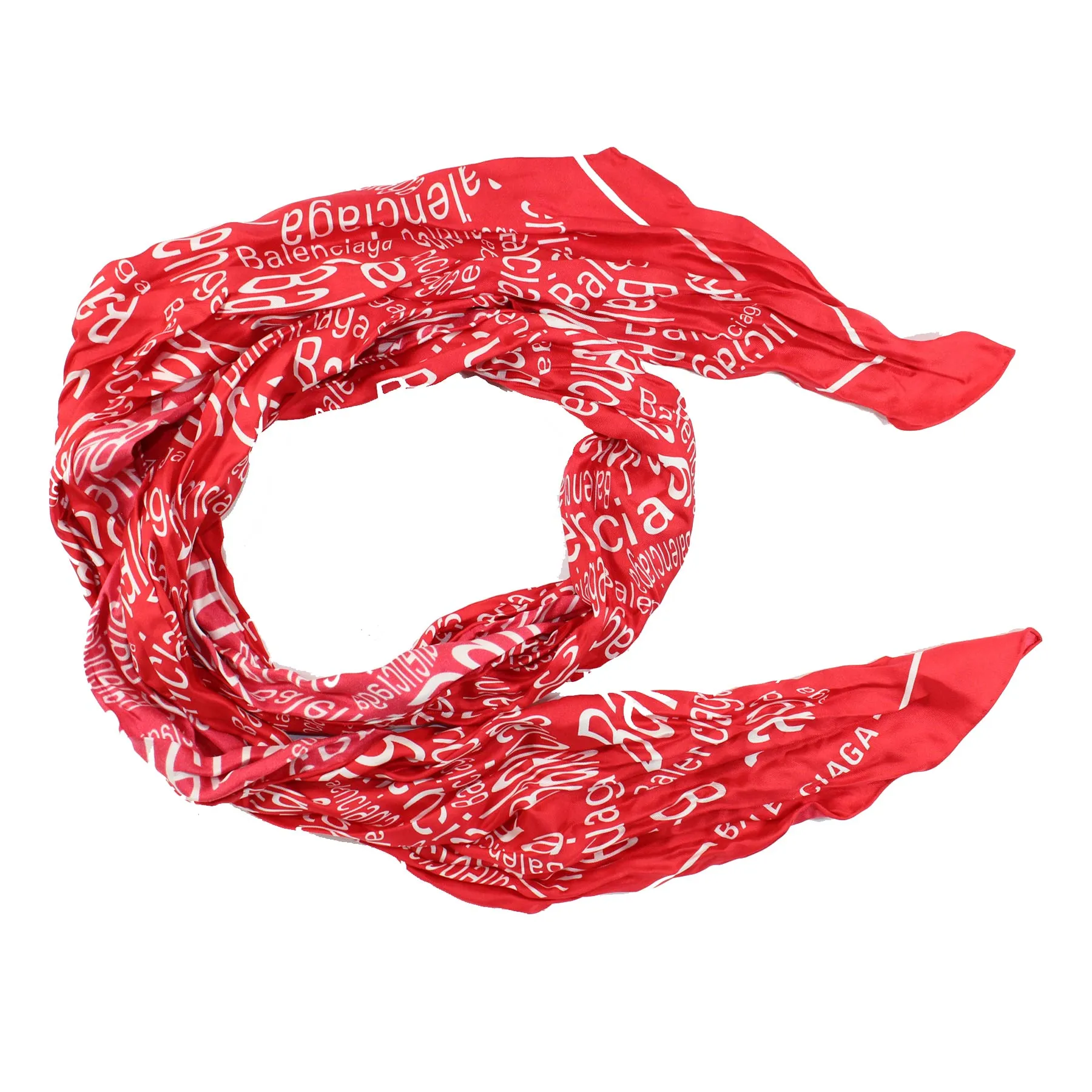 Balenciaga Silk Scarf Red Logo Design SALE