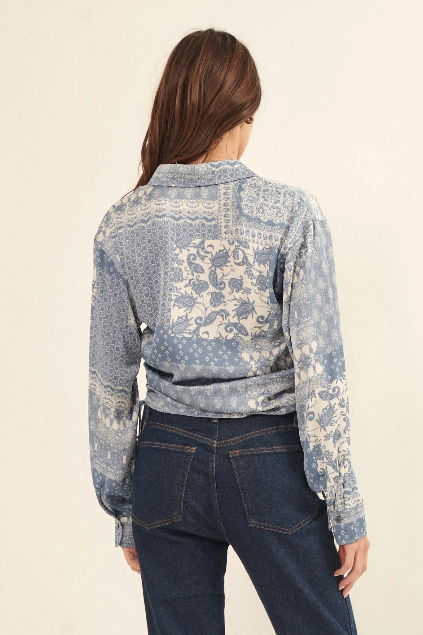 Bandana Rama Patchwork-Print Drawstring Shirt