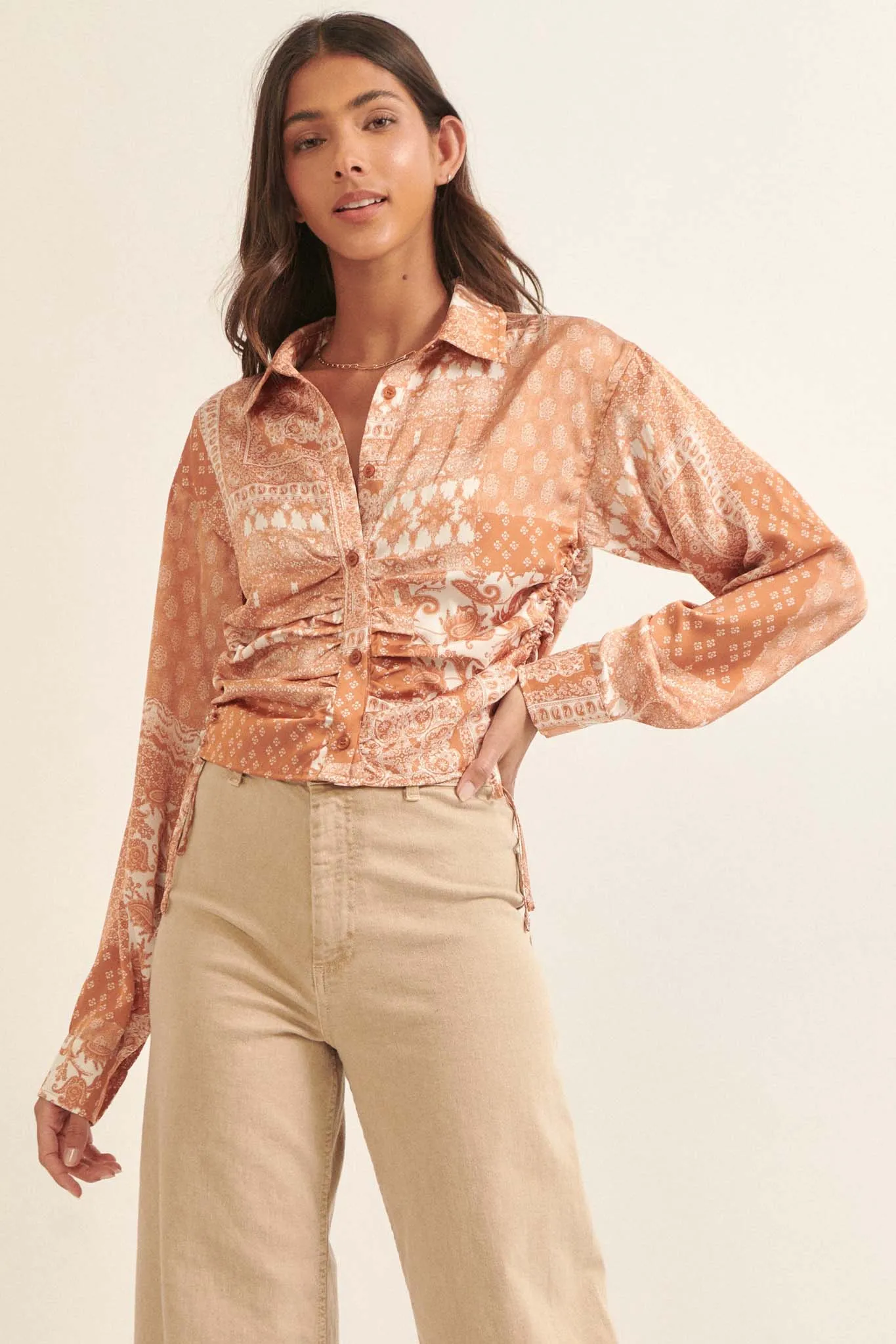 Bandana Rama Patchwork-Print Drawstring Shirt