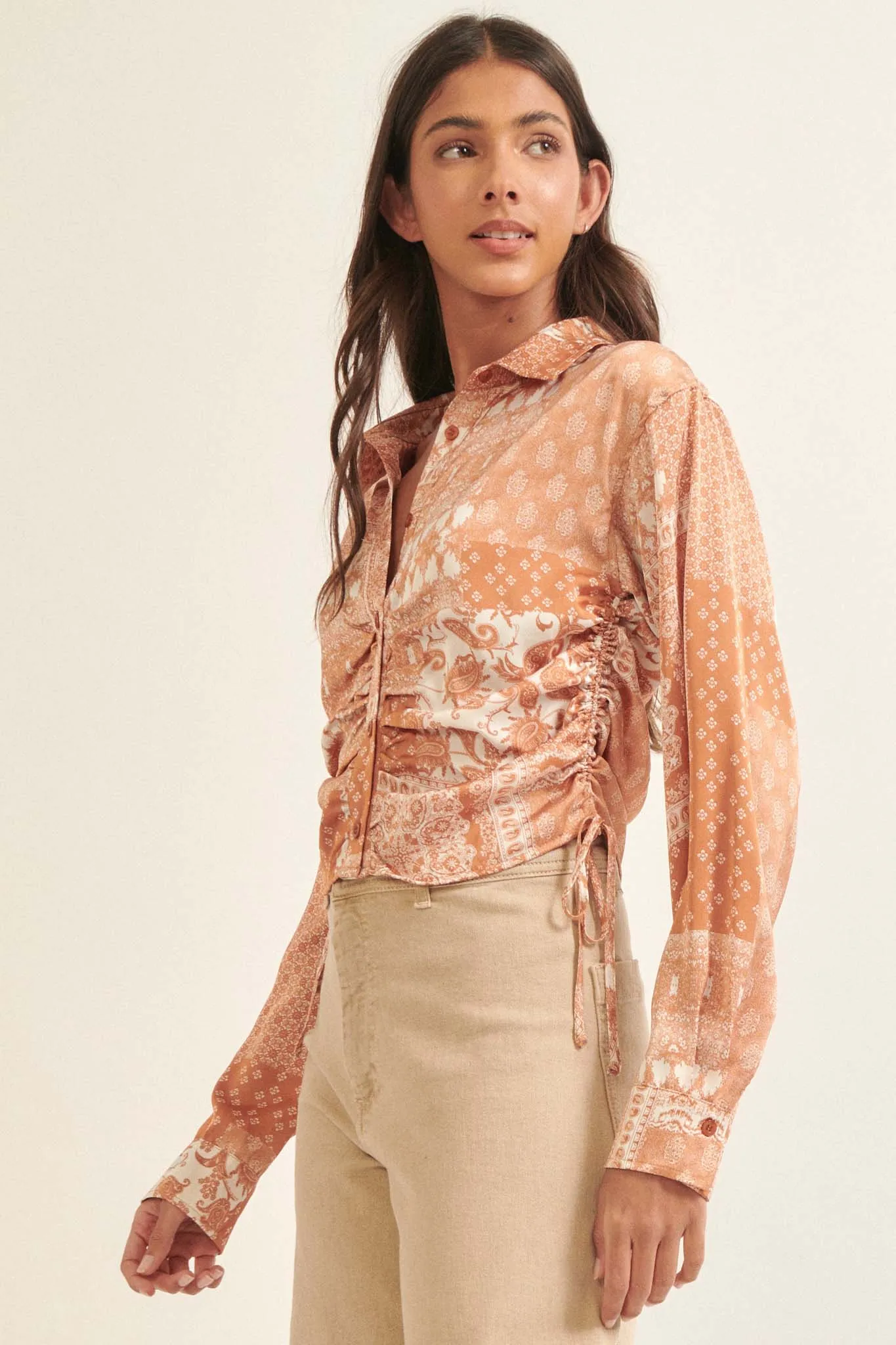 Bandana Rama Patchwork-Print Drawstring Shirt