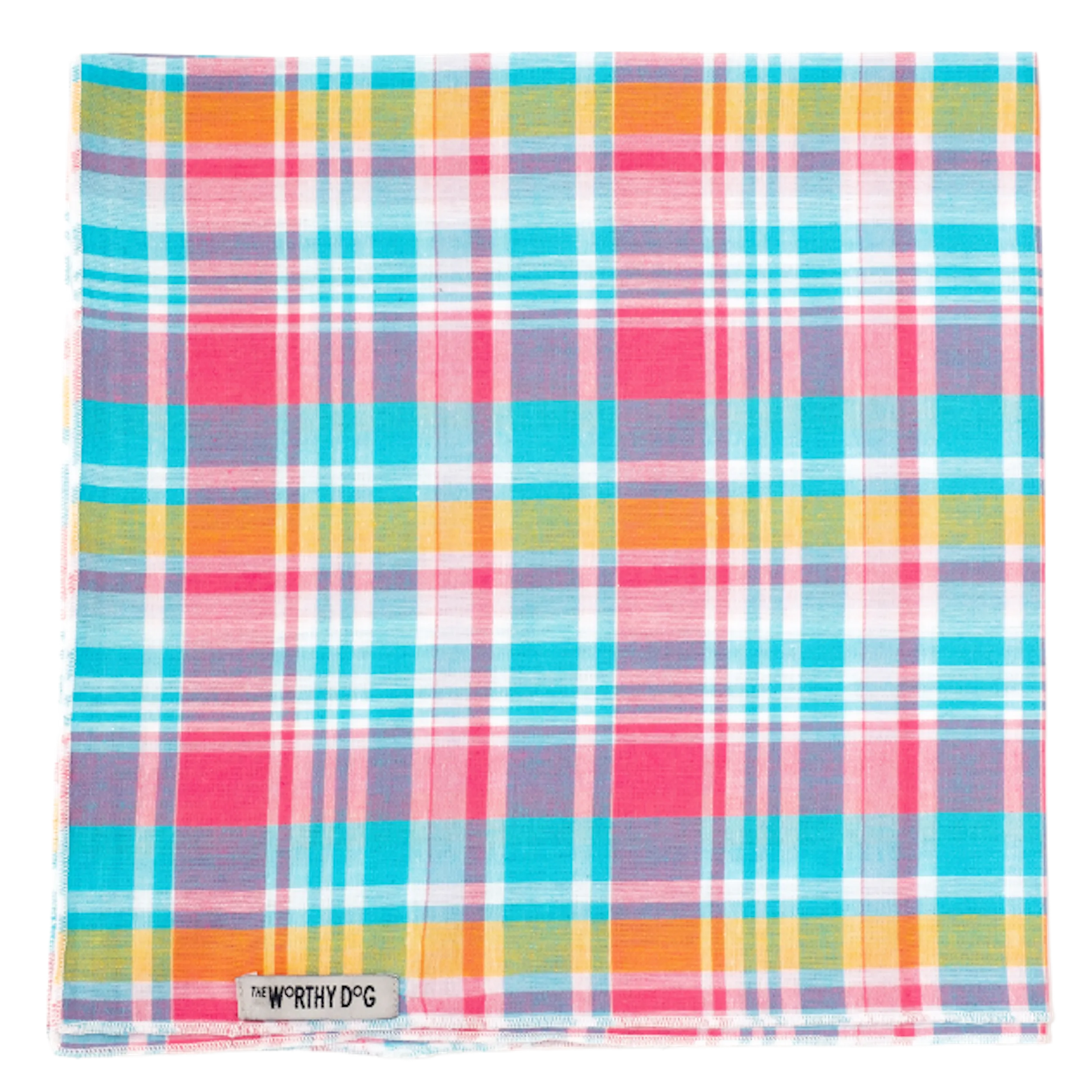 Bandana | Turquoise & Pink Multi-Colored Madras Plaid