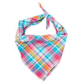 Bandana | Turquoise & Pink Multi-Colored Madras Plaid