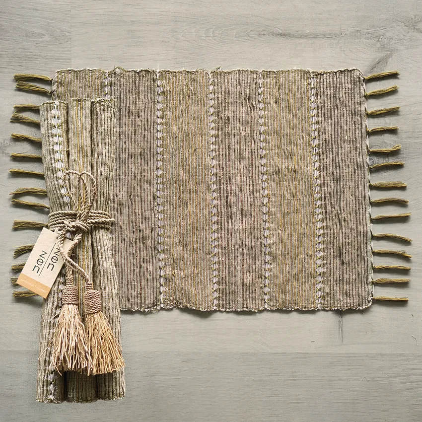 Beige Stripes Vetiver Placemat, Set of 6