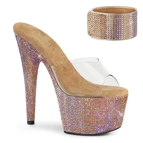 BEJEWELED-712RS Rose Gold Detachable Ankle Cuff Stripper Sandal
