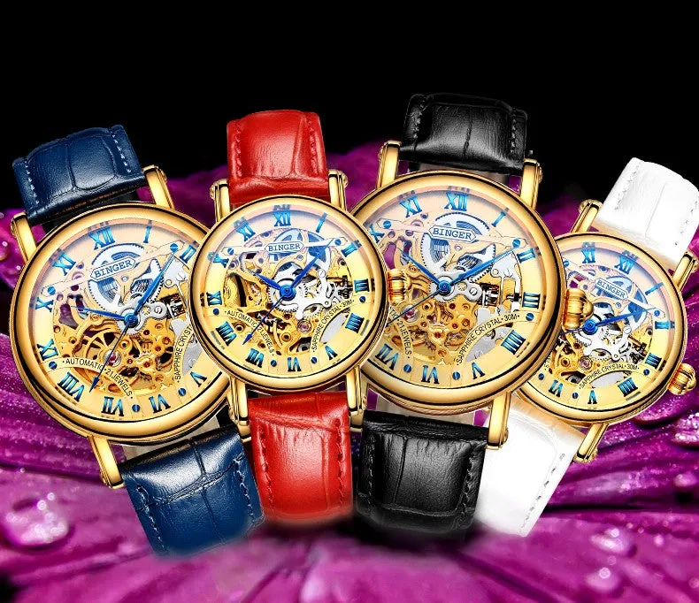 Binger Swiss Hollow Mechanical Watch Women B 5066 HW