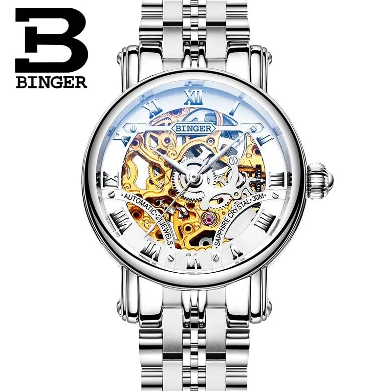 Binger Swiss Hollow Mechanical Watch Women B 5066 HW
