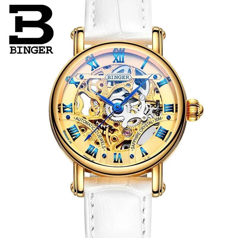 Binger Swiss Hollow Mechanical Watch Women B 5066 HW