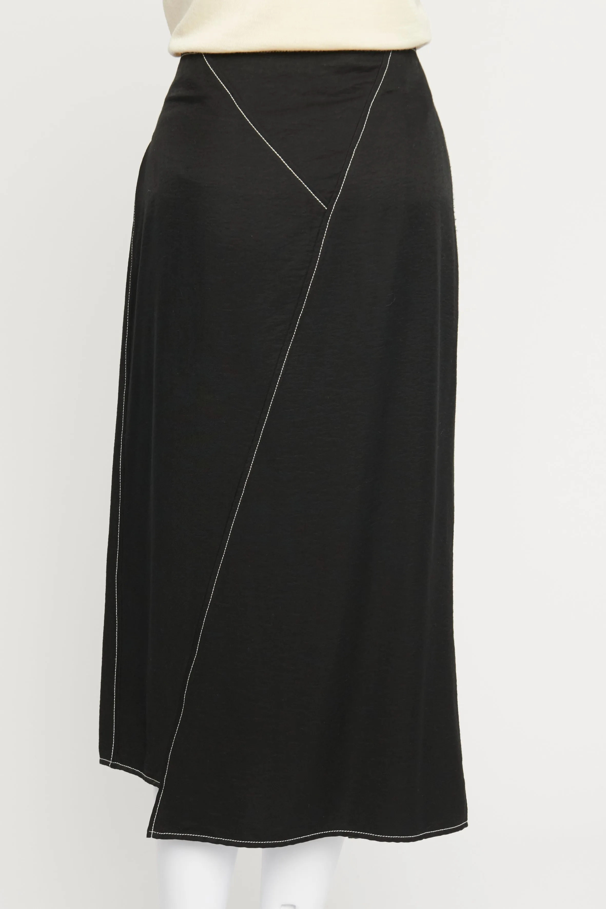 Black Asymmetric Tie Front Skirt