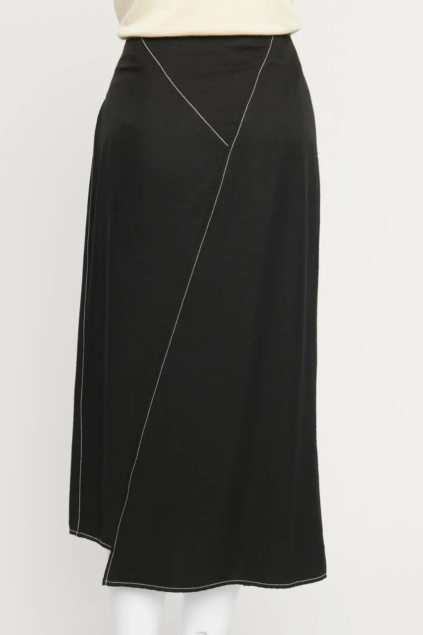 Black Asymmetric Tie Front Skirt