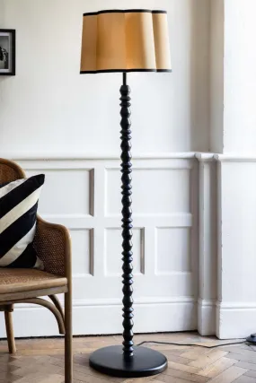 Black Spindle Floor Lamp With Scalloped Shade