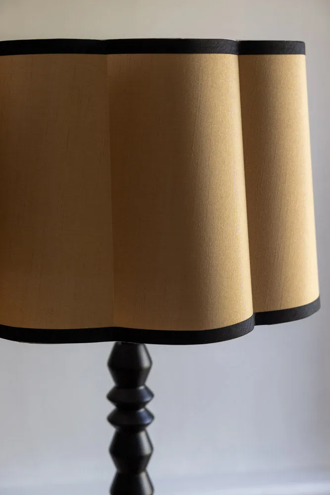 Black Spindle Floor Lamp With Scalloped Shade
