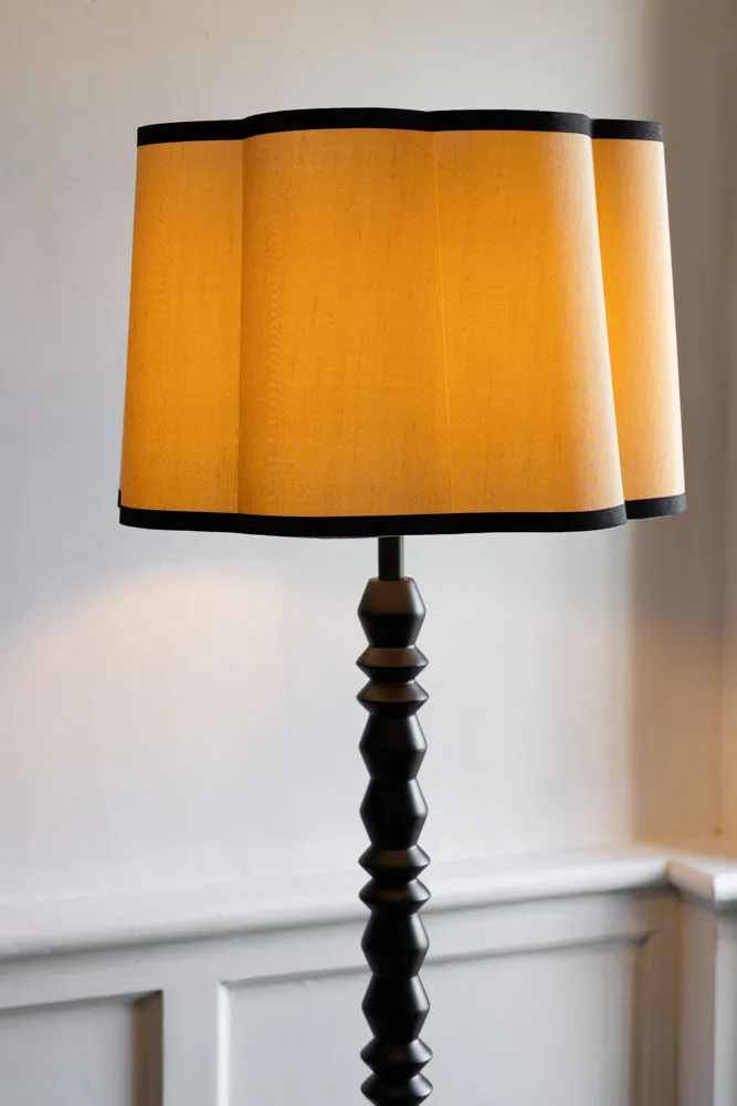 Black Spindle Floor Lamp With Scalloped Shade