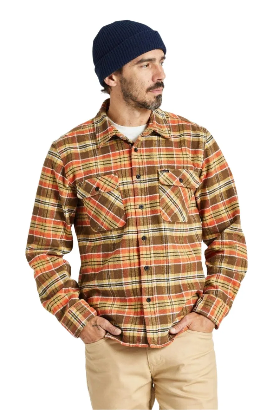 BRIXTON Bowery Heavy Weight Long Sleeve Flannel Desert Palm/Antelope/Burnt Red