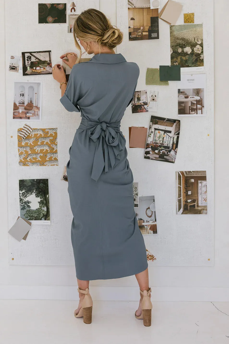 Brynlee Ruched Dress in Blue - FINAL SALE