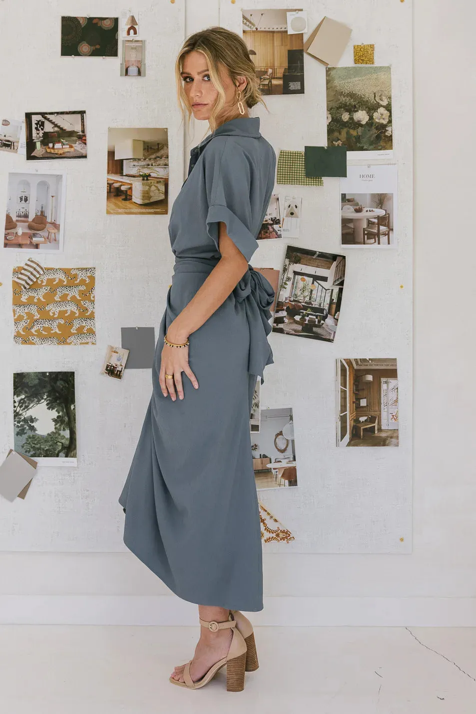 Brynlee Ruched Dress in Blue - FINAL SALE