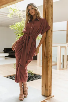 Brynlee Ruched Dress in Clay - FINAL SALE