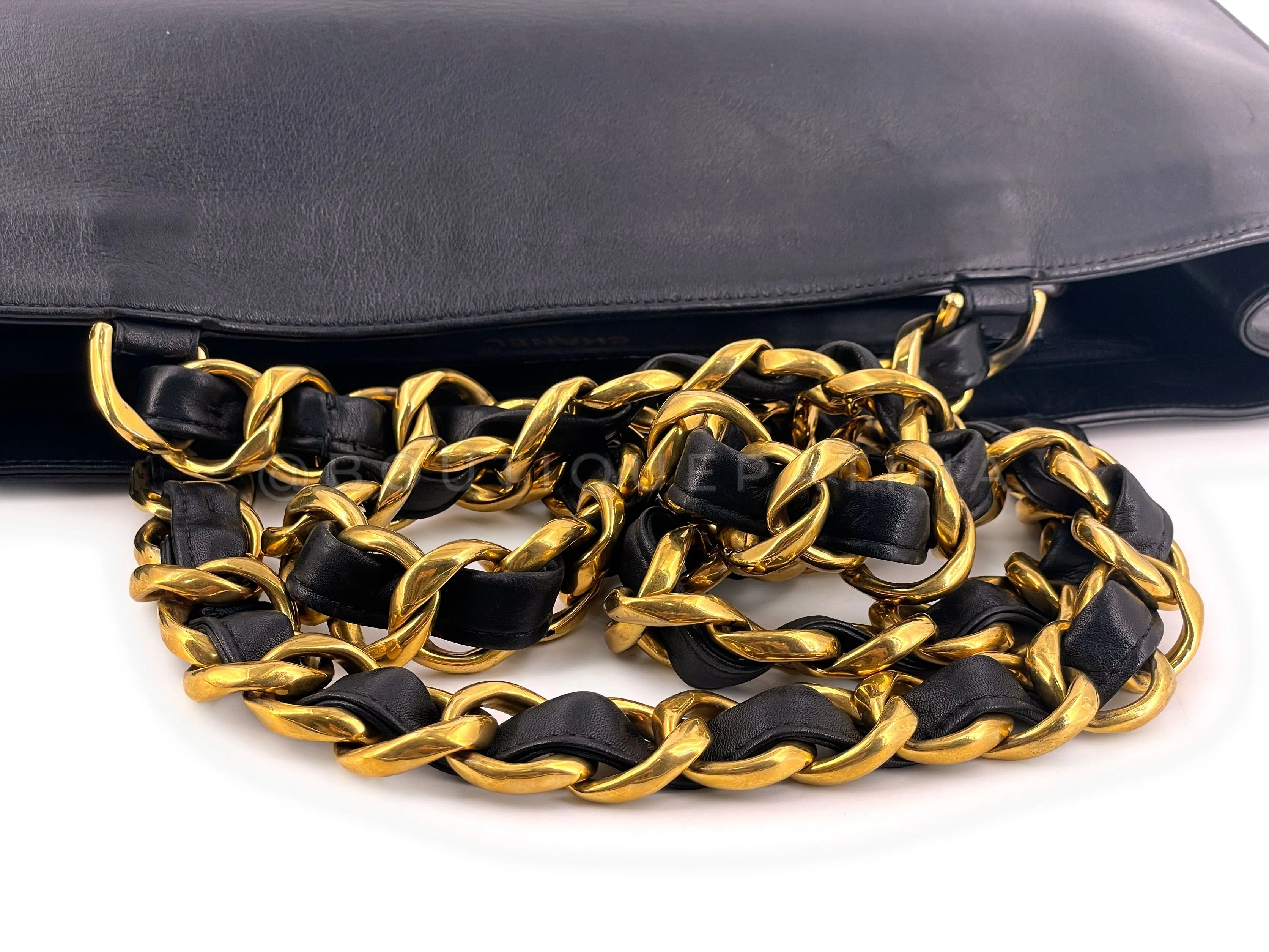 Chanel 1996 Vintage Black Chunky Chain Shopper Tote Bag 24k GHW