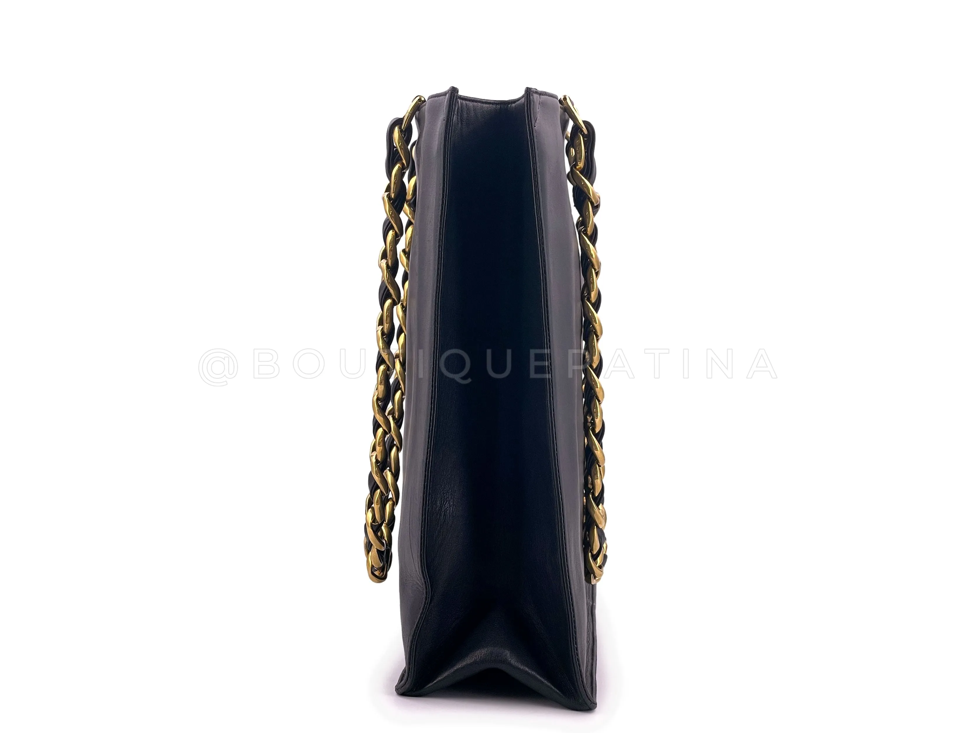 Chanel 1996 Vintage Black Chunky Chain Shopper Tote Bag 24k GHW