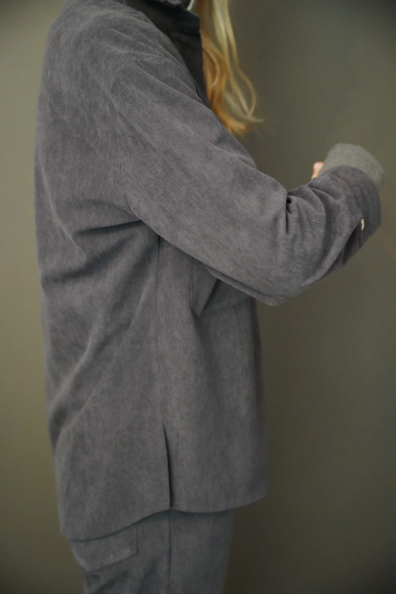 Charcoal Corduroy Large Pocket Shirt