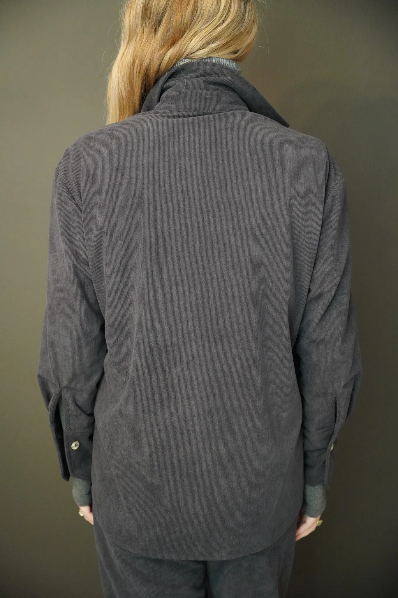 Charcoal Corduroy Large Pocket Shirt