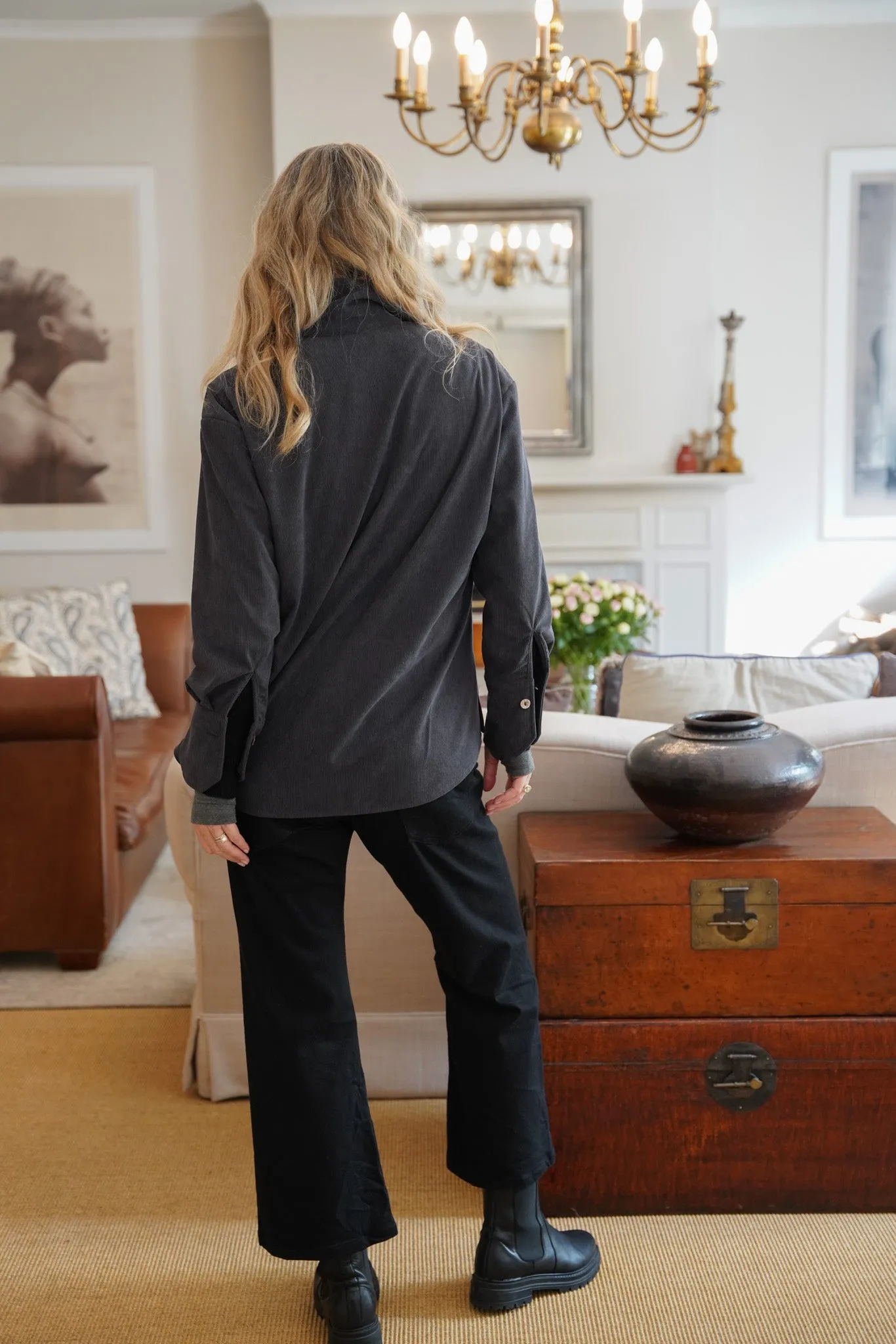 Charcoal Corduroy Large Pocket Shirt