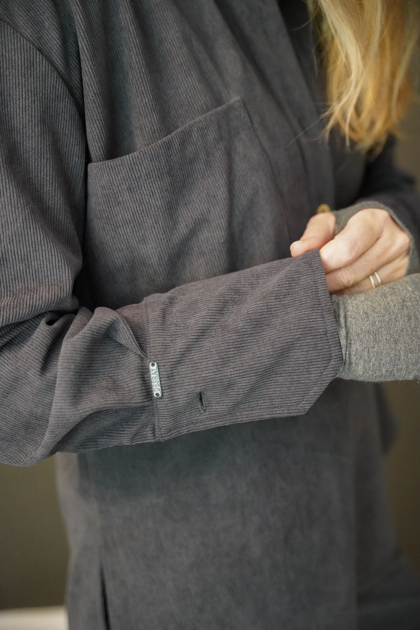 Charcoal Corduroy Large Pocket Shirt
