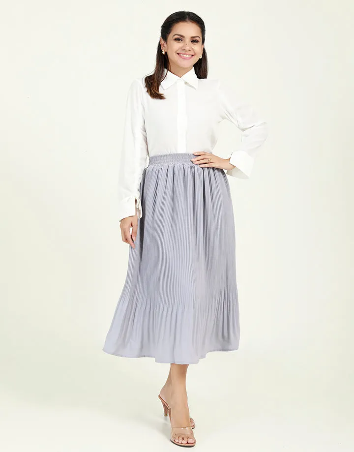 Collared Blouse with Drawstring Sleeves