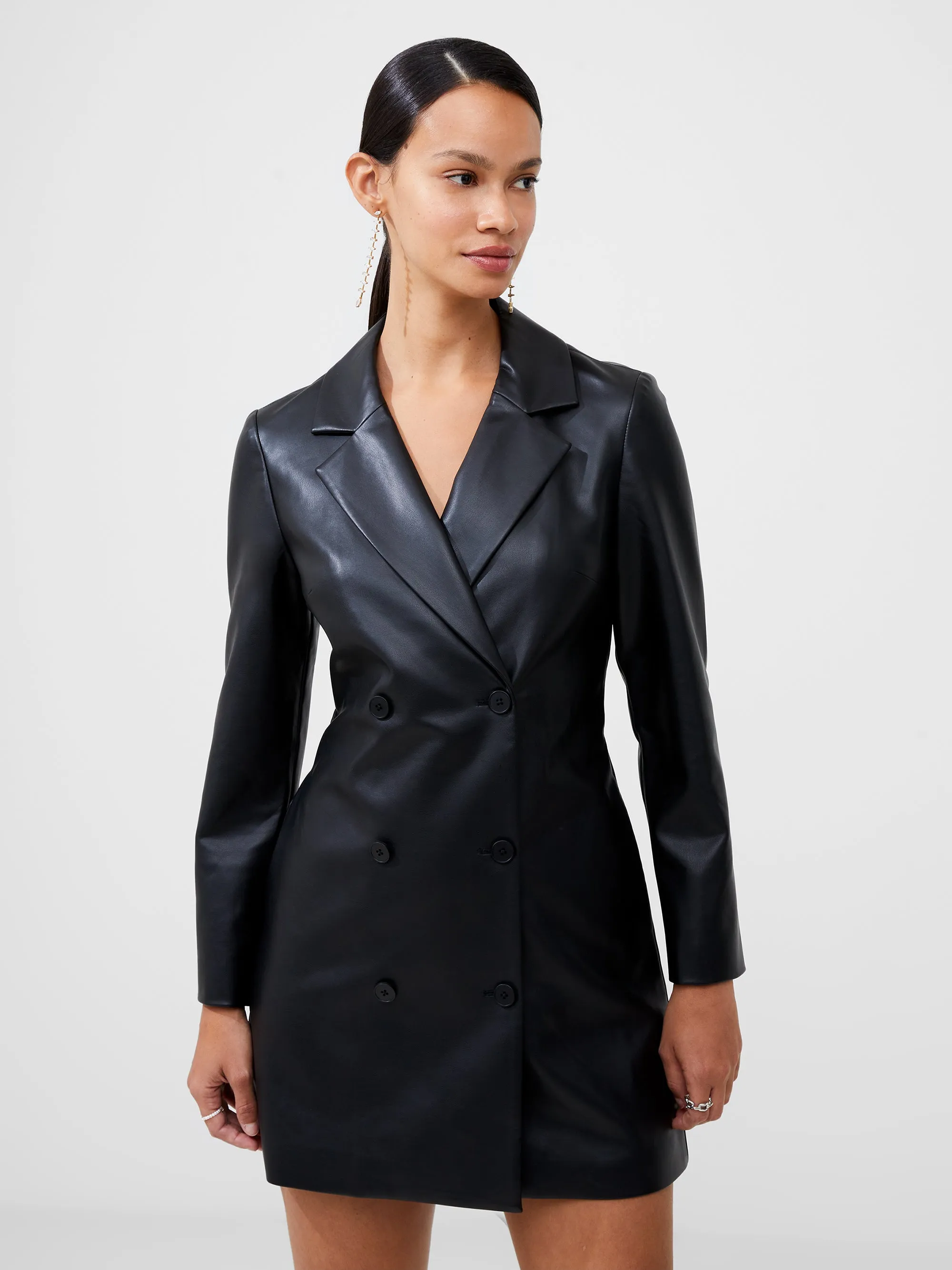 Crolenda Faux Leather Blazer Mini Dress