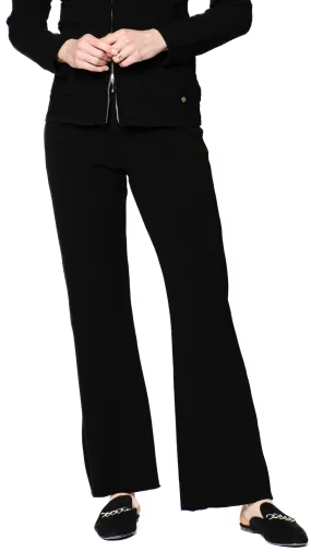 Domenique Milano-Knit Boot Leg Pants; Black