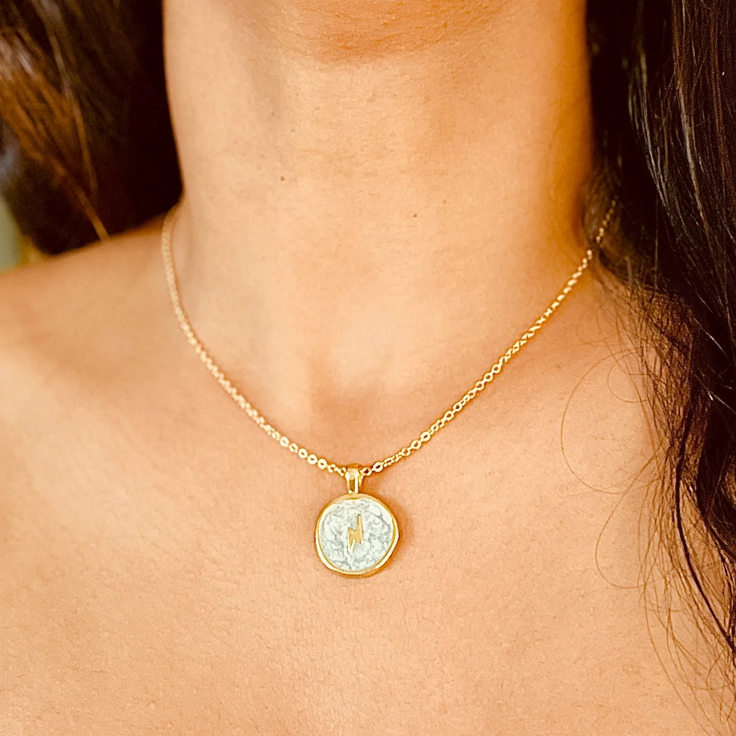 Dreamy Gold Enamel Charm Pendant
