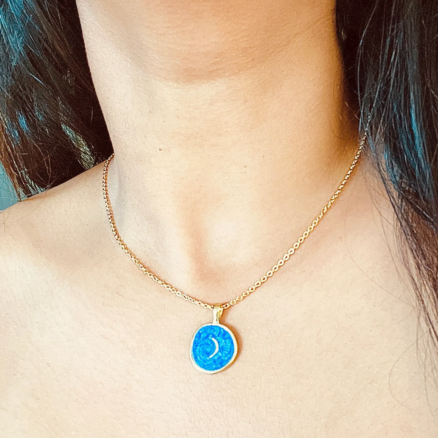 Dreamy Gold Enamel Charm Pendant