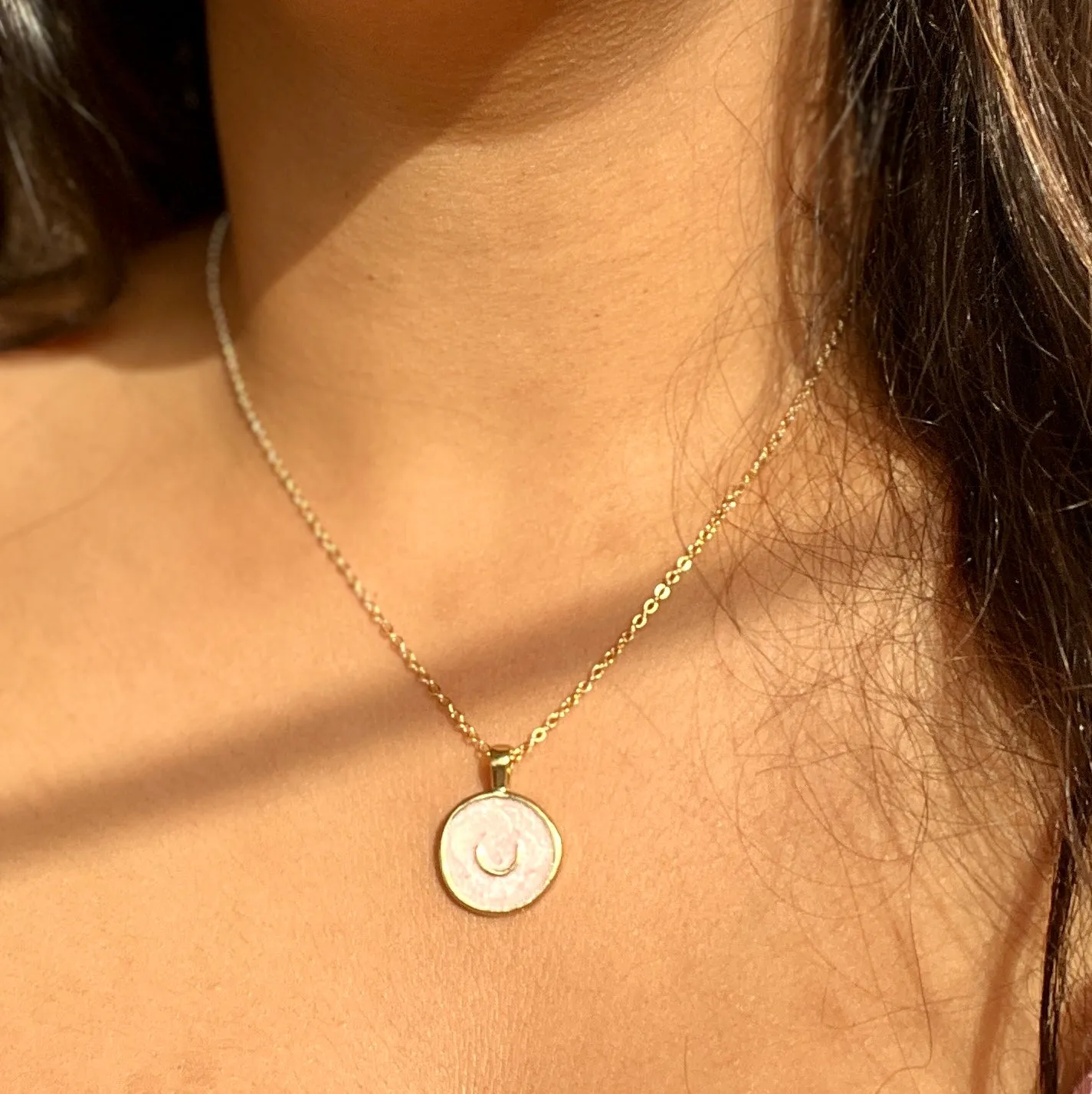 Dreamy Gold Enamel Charm Pendant