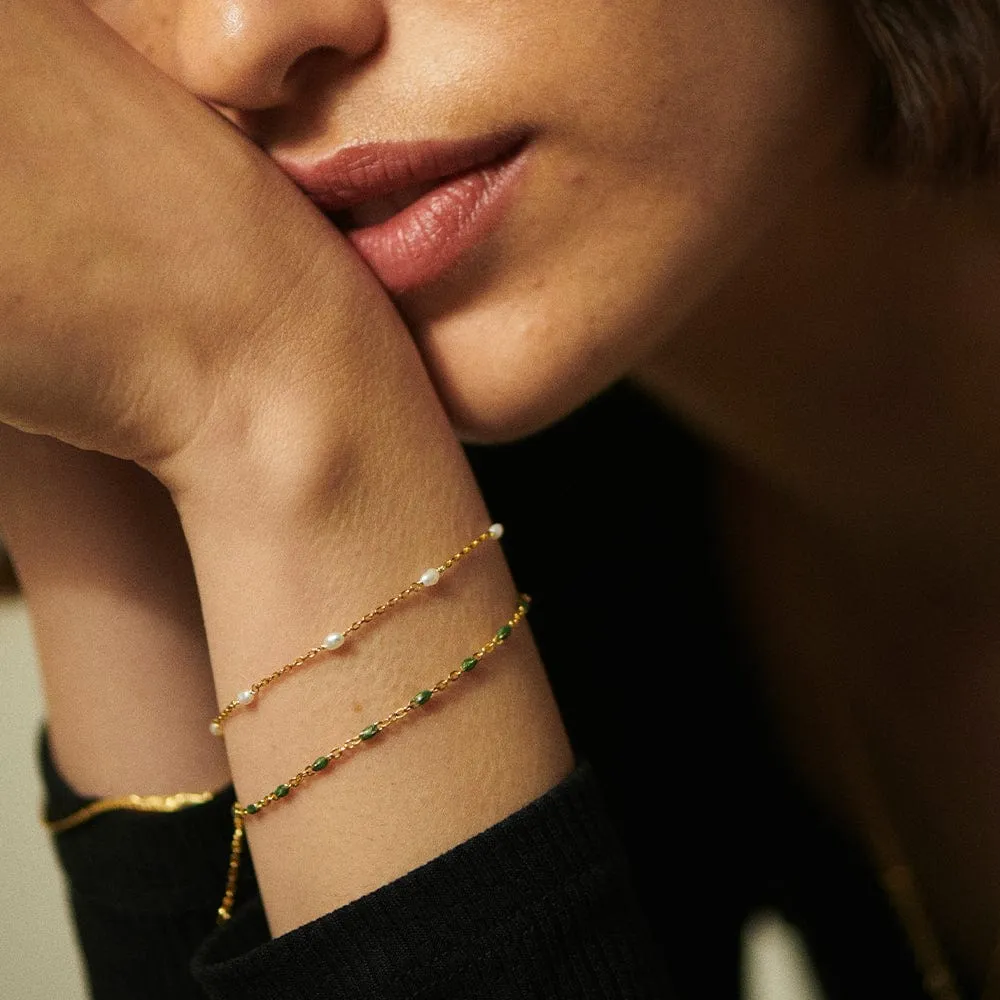 Enamel Beaded Bracelet 18ct Gold Plate