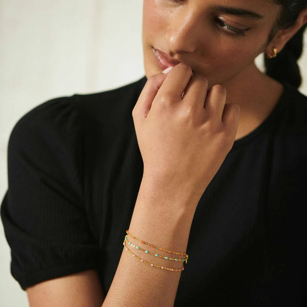 Enamel Beaded Bracelet 18ct Gold Plate
