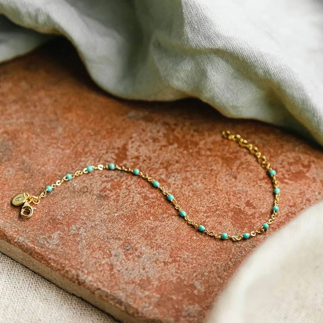 Enamel Beaded Bracelet 18ct Gold Plate