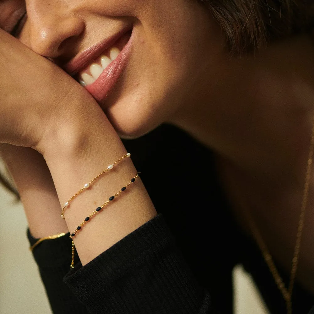 Enamel Beaded Bracelet 18ct Gold Plate