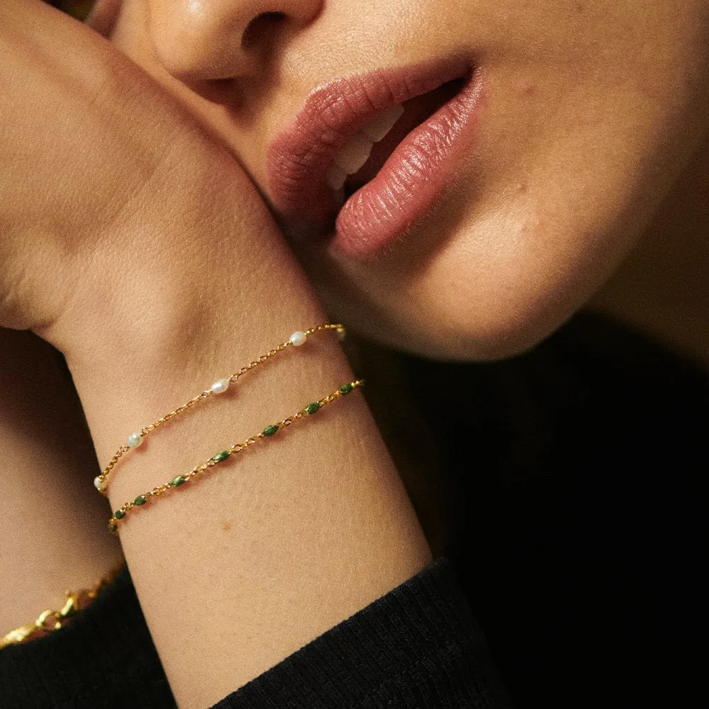 Enamel Beaded Bracelet 18ct Gold Plate