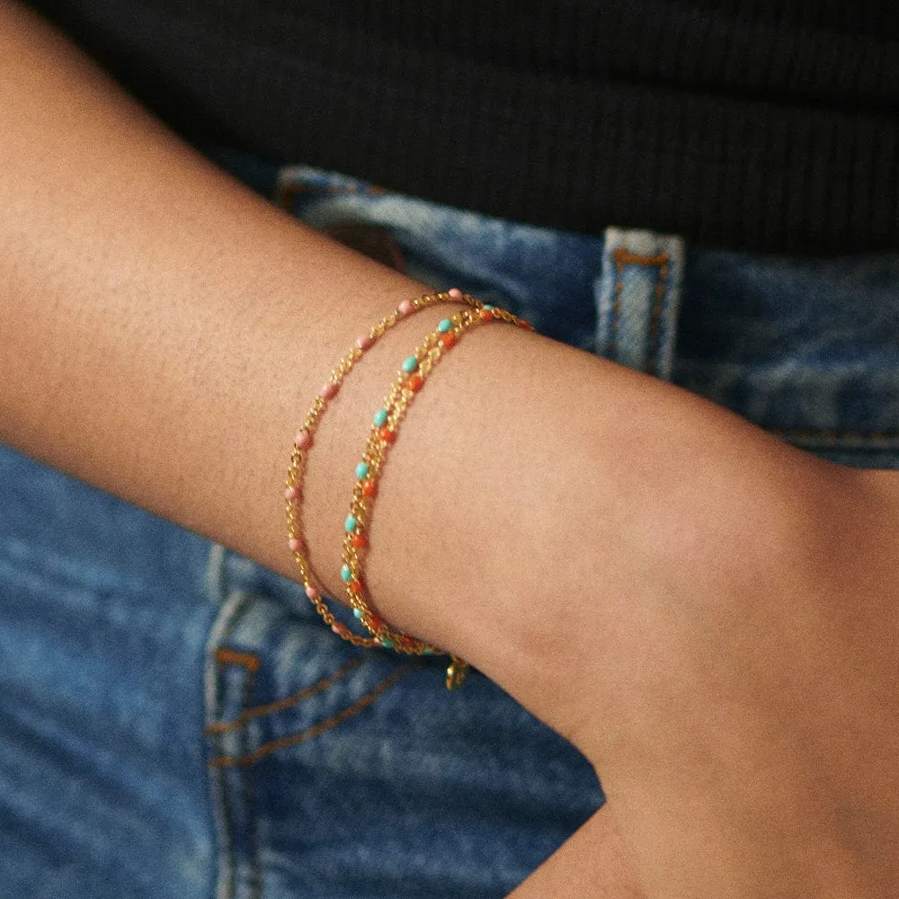 Enamel Beaded Bracelet 18ct Gold Plate