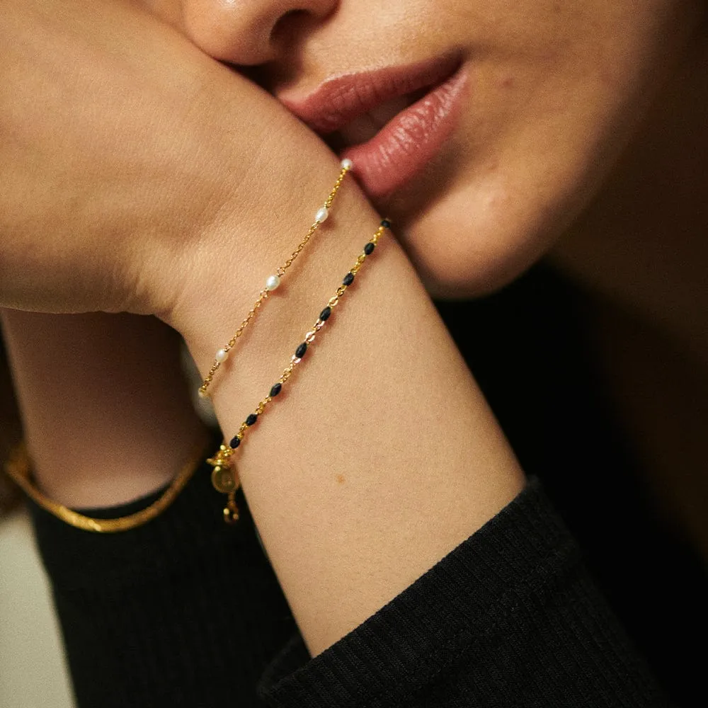 Enamel Beaded Bracelet 18ct Gold Plate