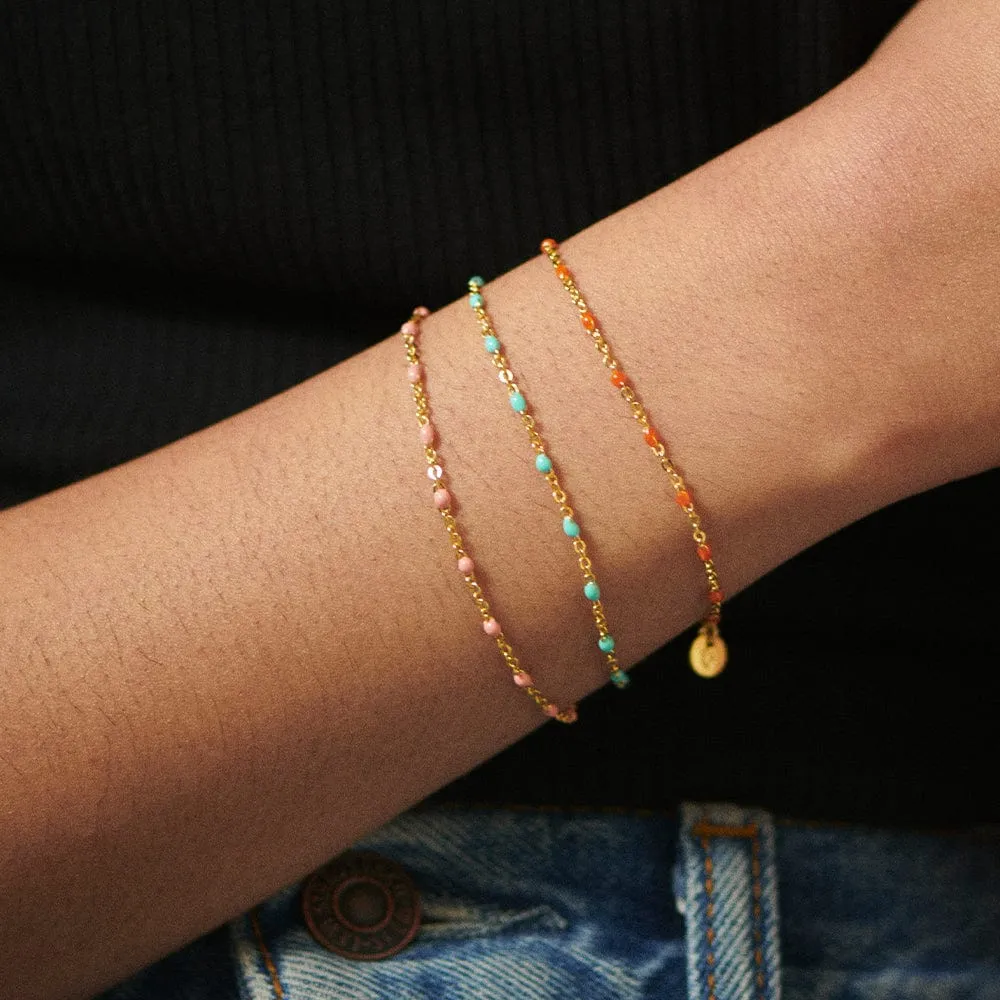 Enamel Beaded Bracelet 18ct Gold Plate