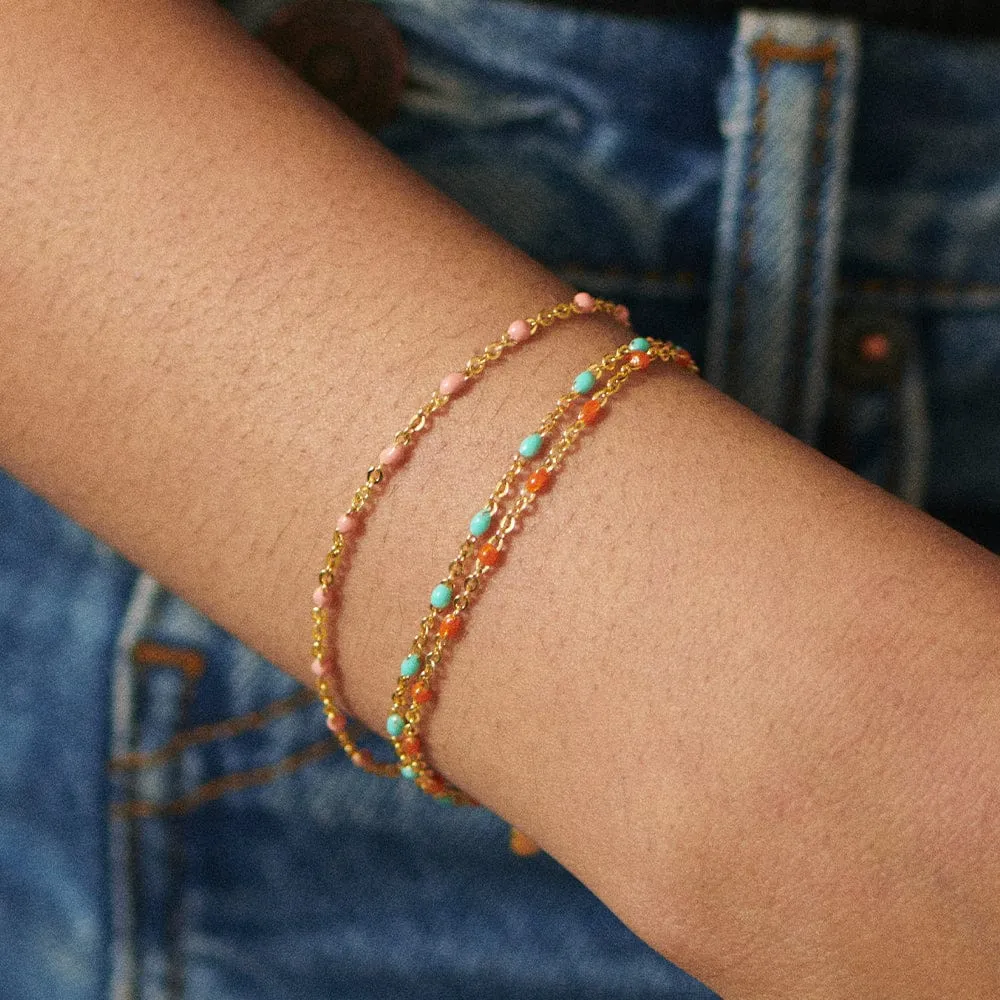 Enamel Beaded Bracelet 18ct Gold Plate