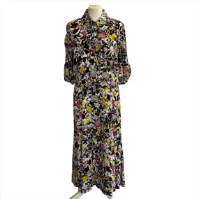 Erdem Multi Floral Print Collared Maxi Dress XL