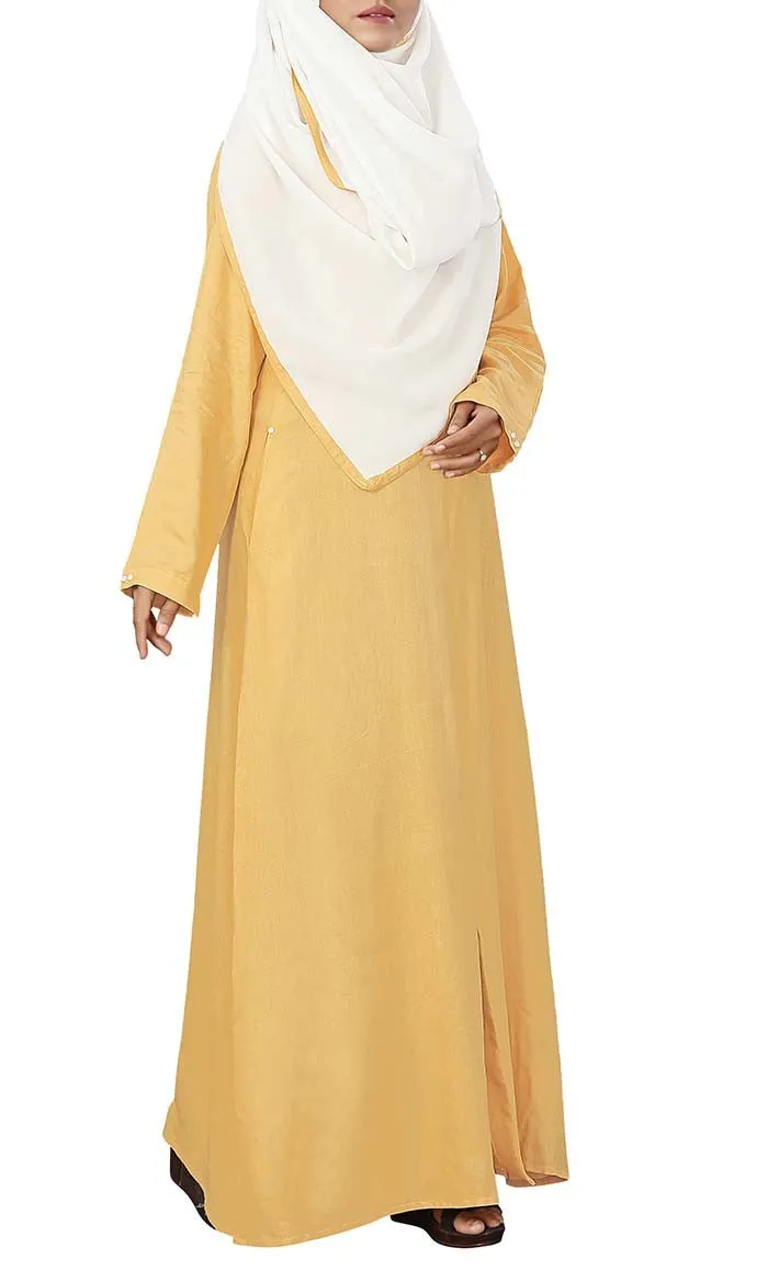 Everydaywear Soft Rayon Double Placket Detailing Abaya With Pockets