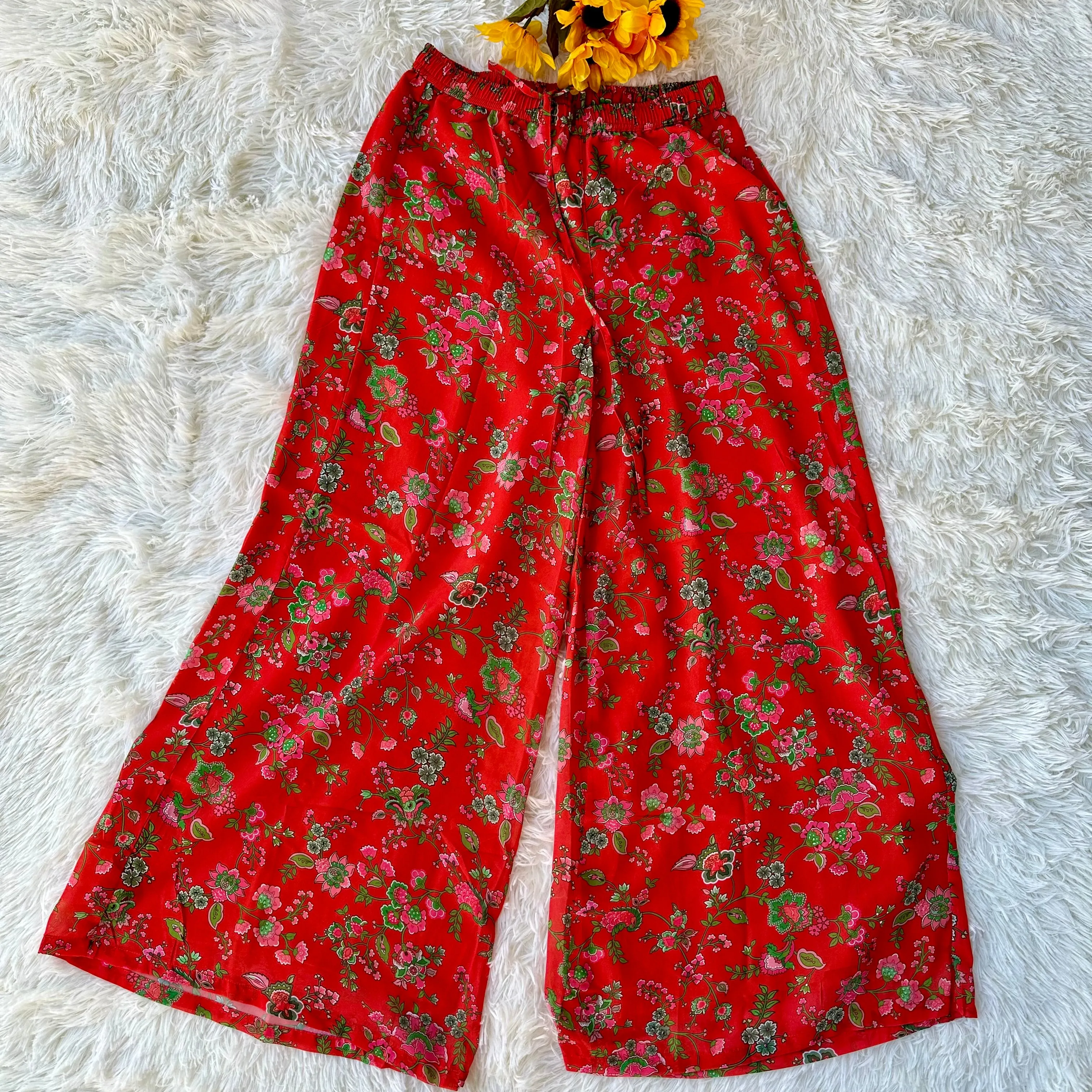Festive Elegance: Orange Georgette Botanical Printed Kurta with Palazzo