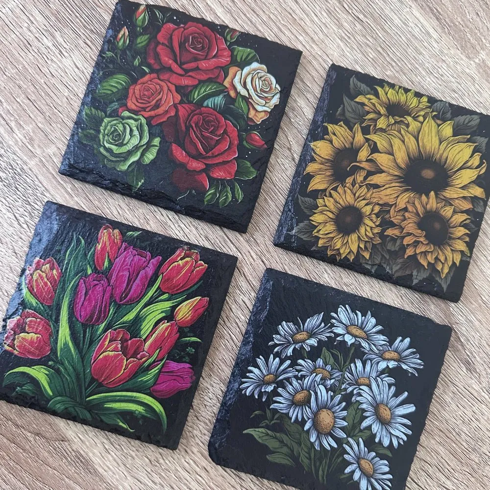 Flowers Slate Coasters - Sunflower
