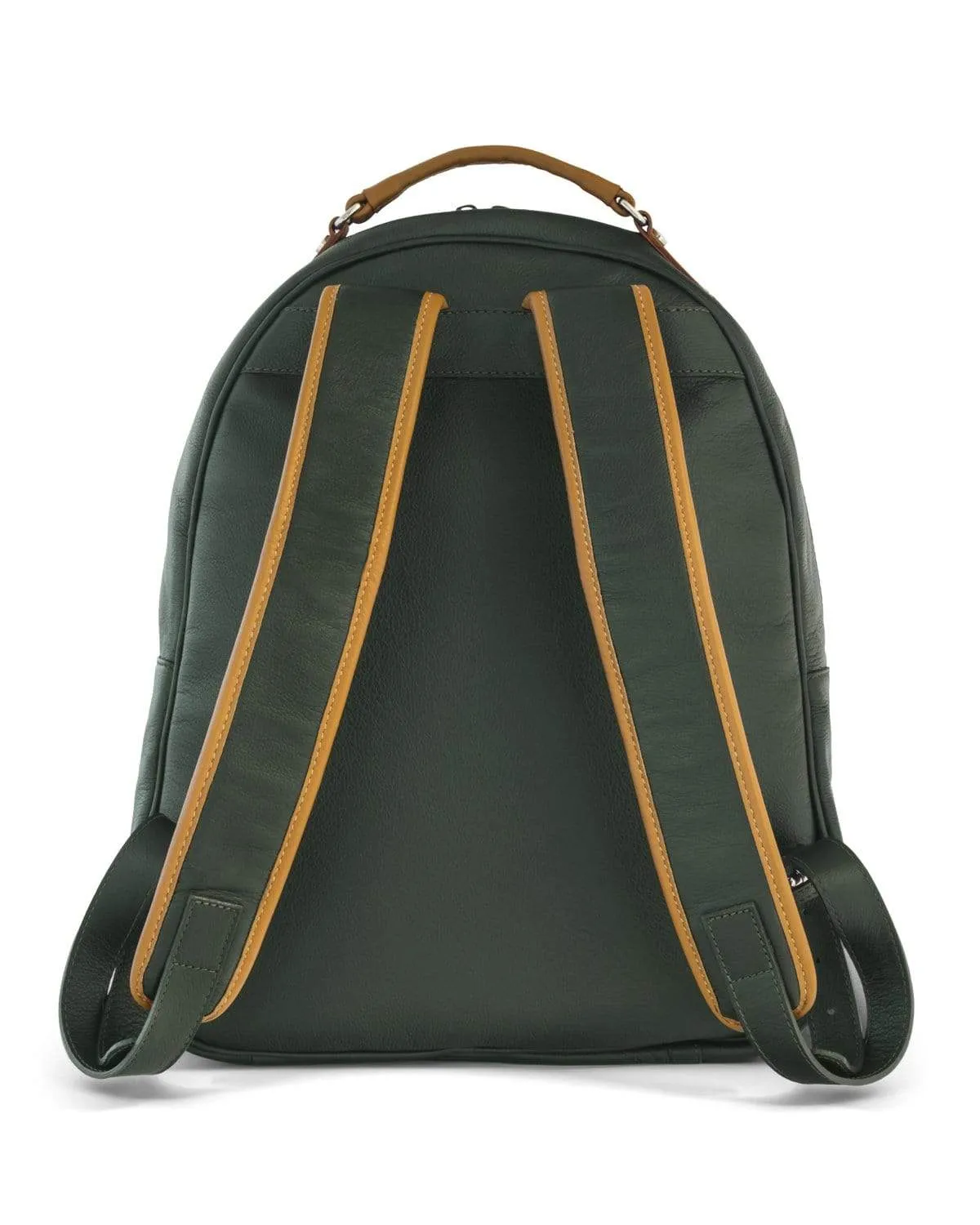 GLOBETROTTER - Full-grain Leather Backpack - British Green/Tan