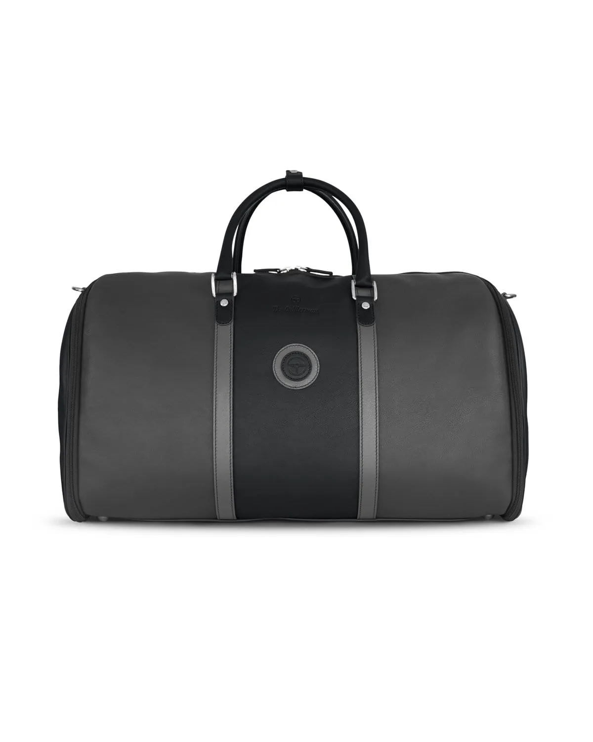 GLOBETROTTER - Full-grain Leather Weekender Garment Bag - Lava/Black/Grey
