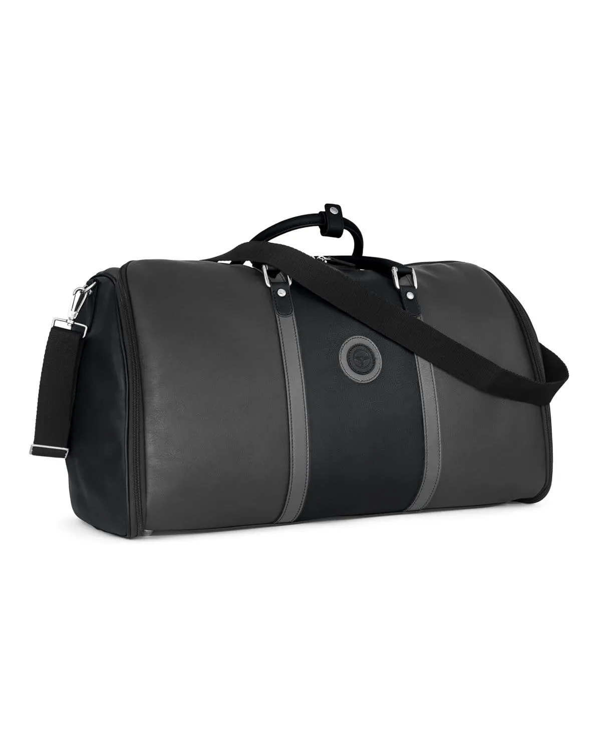 GLOBETROTTER - Full-grain Leather Weekender Garment Bag - Lava/Black/Grey