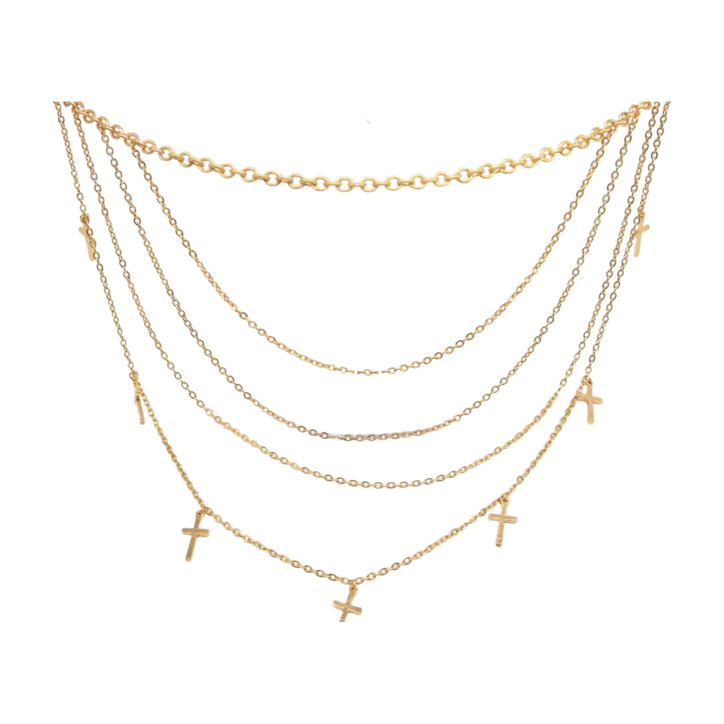 Gold Metal Chain Links Waves Belt Cross Charms S M L