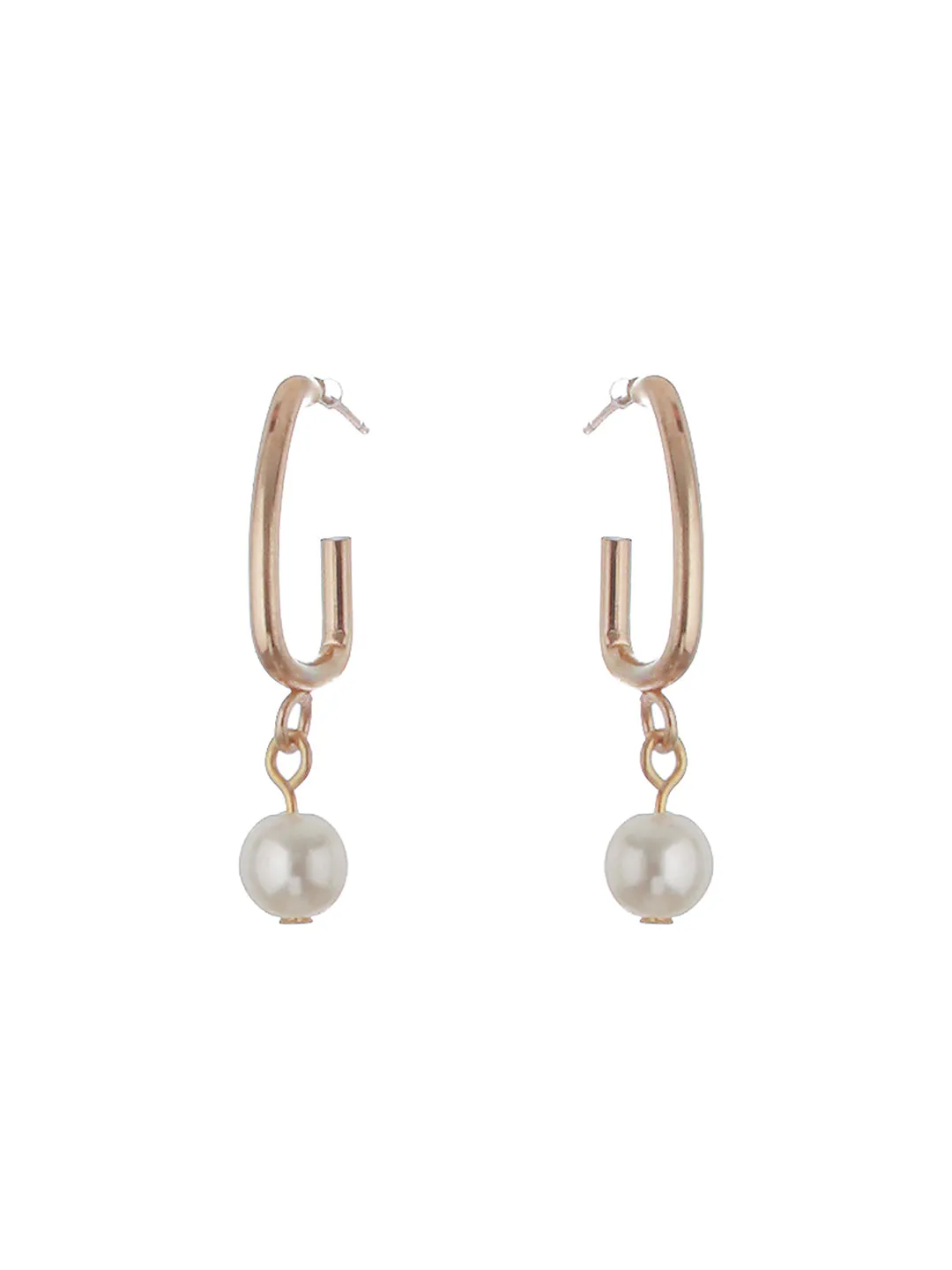 Gold-Plated And Pearl Beaded Necklace With Drop Earrings